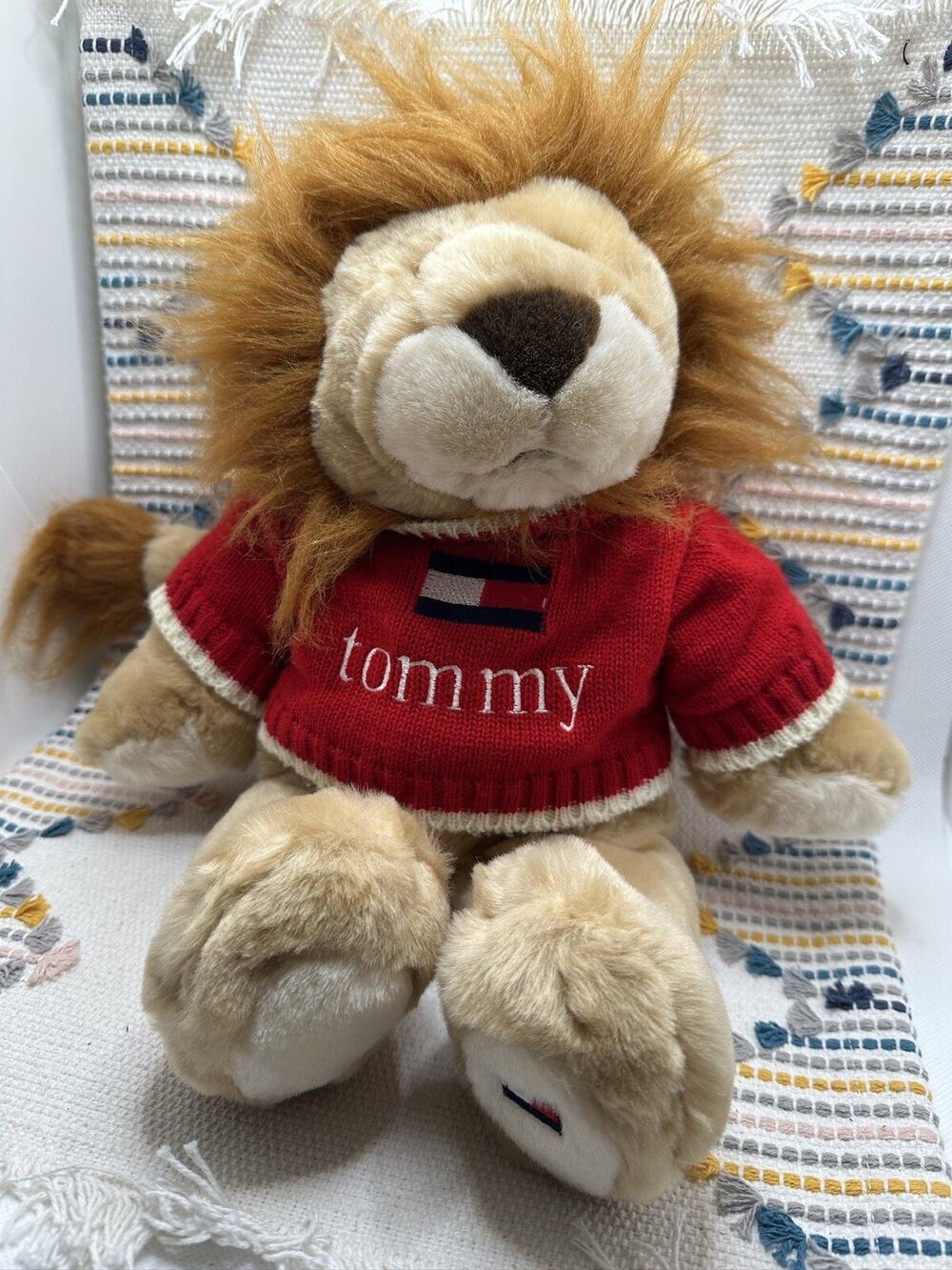 2001 Tommy Hilfiger Lion Plush In Red Sweater 13” Stuffed Animal Soft